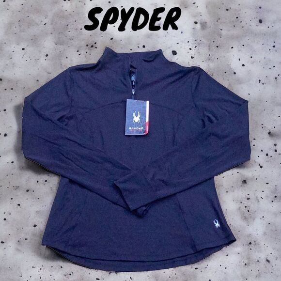 SPYDER NWT ACTIVE LADIES XL QUARTER ZIP PULLOVER FREESTYLE TOP COAT BLACK - Picture 1 of 6